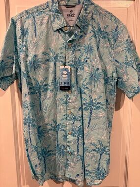 NWT IZOD Men's Dockside Chambray Printed Short Sleeve Woven Shirt